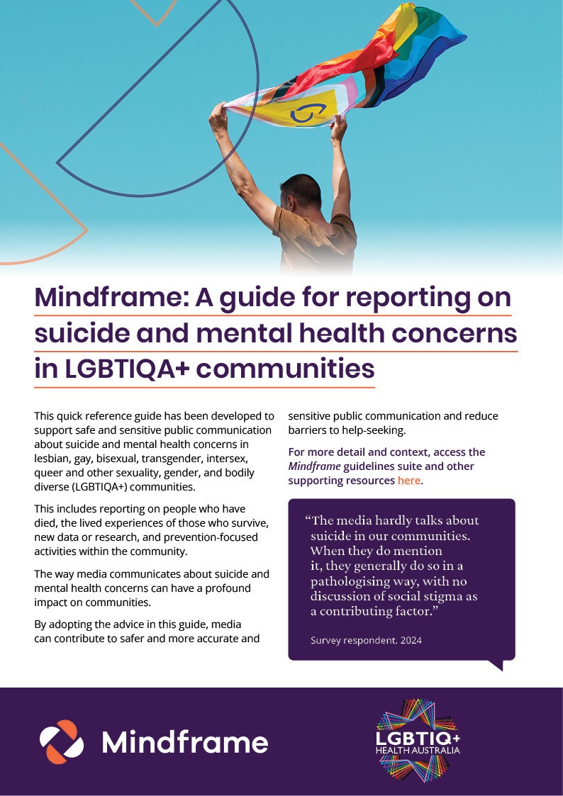 Mindframe: A guide for reporting on suicide and mental health concerns in LGBTIQA+ communities